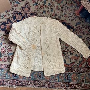 100% Wool Cream Cardigan Handmade